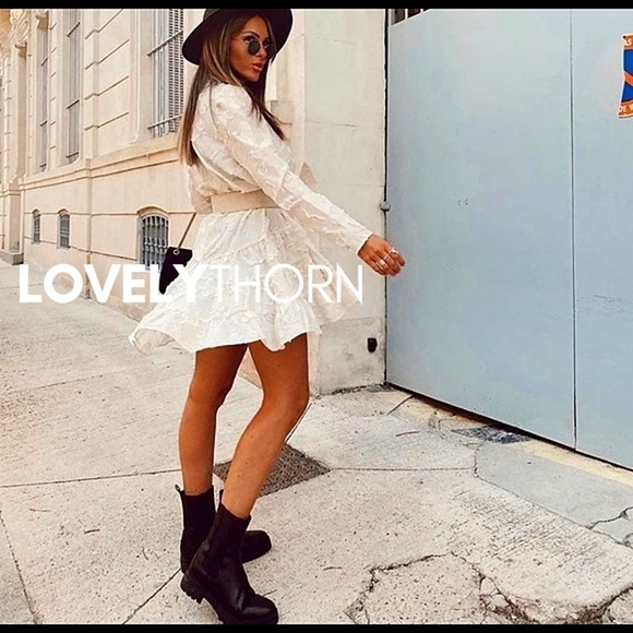 H&M // ltd ed blogger fave jacquard weave puff sleeve flare mini rocky barnes - Picture 13 of 16